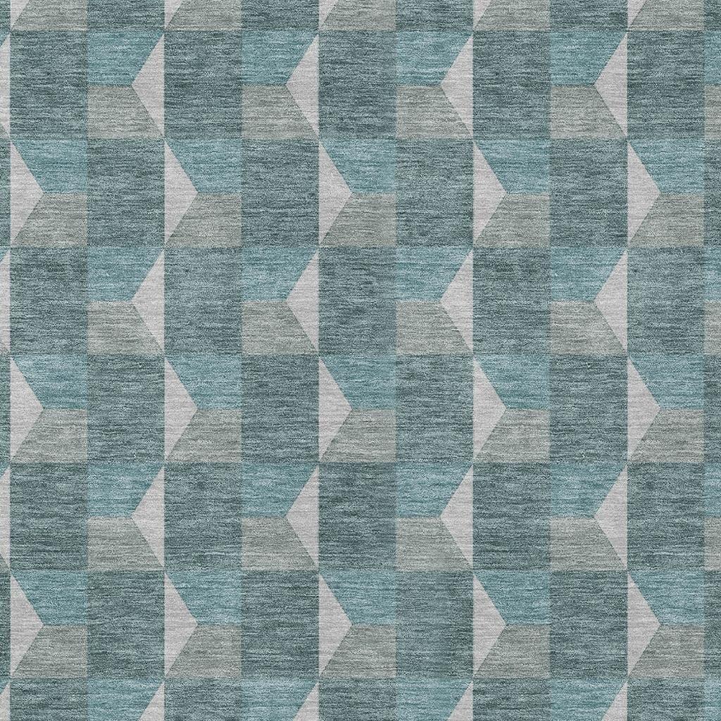 8' X 10' Teal Blue And Gray Geometric Washable Indoor Outdoor Area Rug Homeroots Outdoor