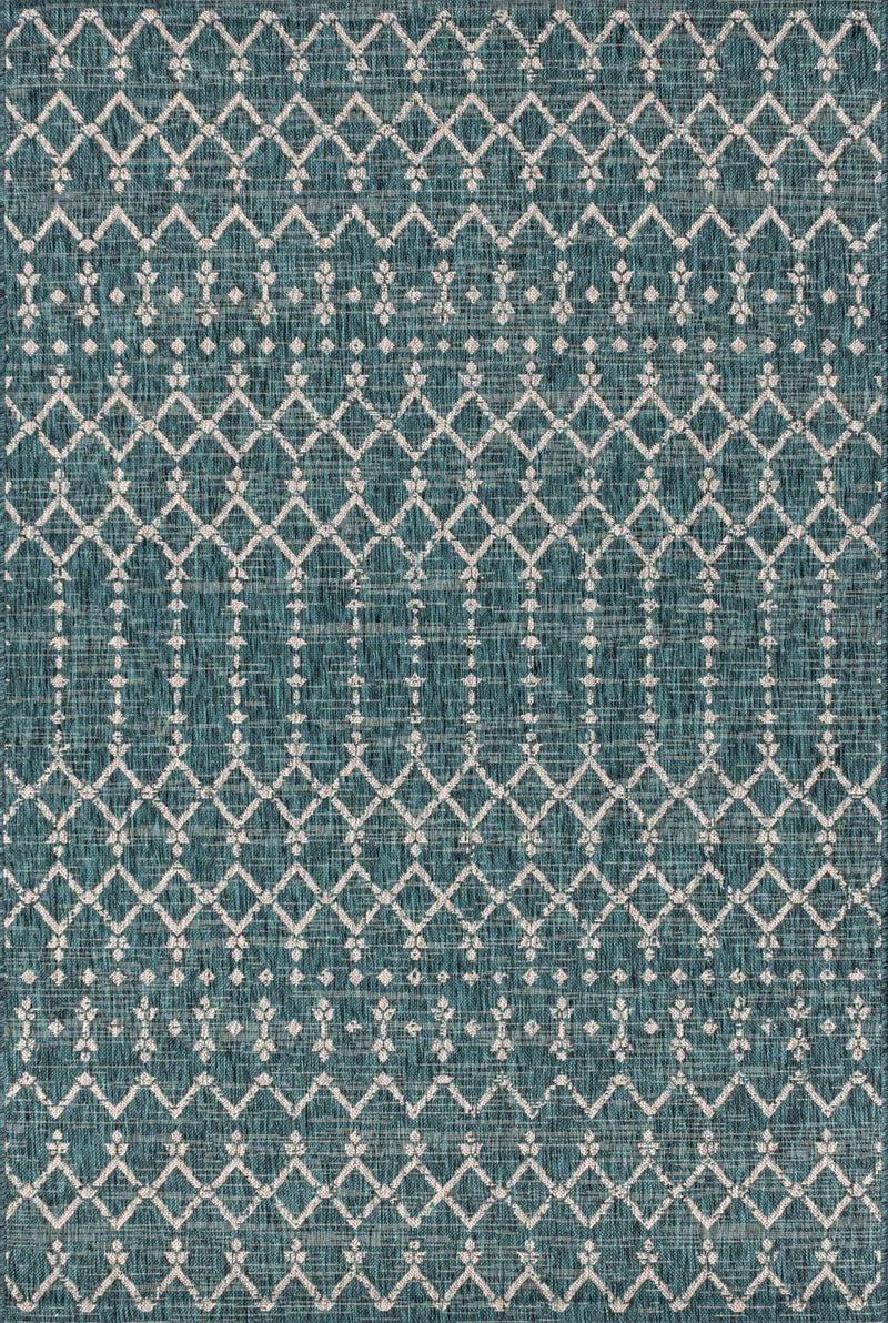 8' X 10' Teal Blue And Gray Trellis Indoor Outdoor Area Rug Homeroots Outdoor