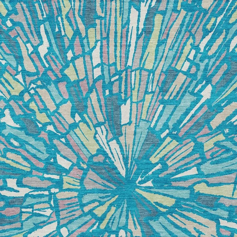 8' X 10' Teal Blue And Green Abstract Washable Indoor Outdoor Area Rug Homeroots Outdoor