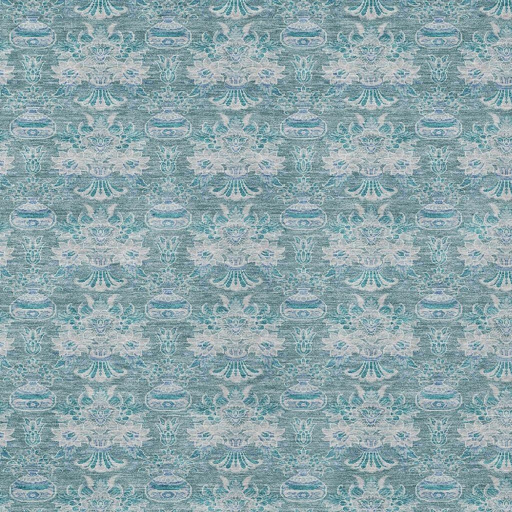 8' X 10' Teal Blue And Green Floral Washable Indoor Outdoor Area Rug Homeroots Outdoor