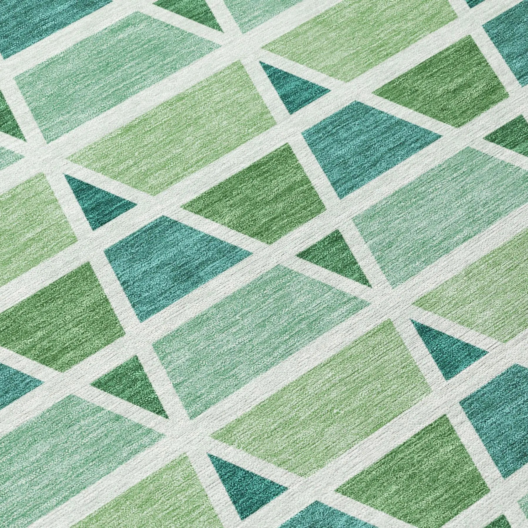 8' X 10' Teal Blue And Green Geometric Washable Indoor Outdoor Area Rug Homeroots Outdoor