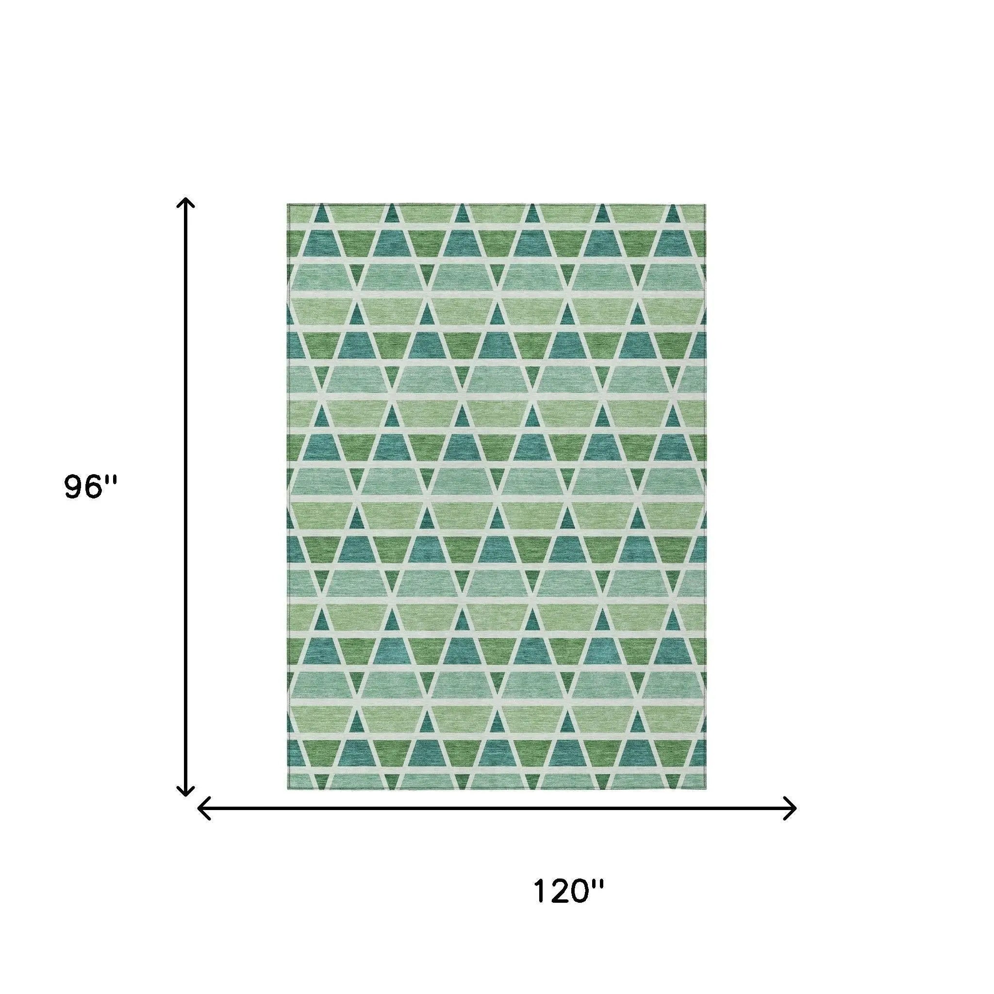 8' X 10' Teal Blue And Green Geometric Washable Indoor Outdoor Area Rug Homeroots Outdoor