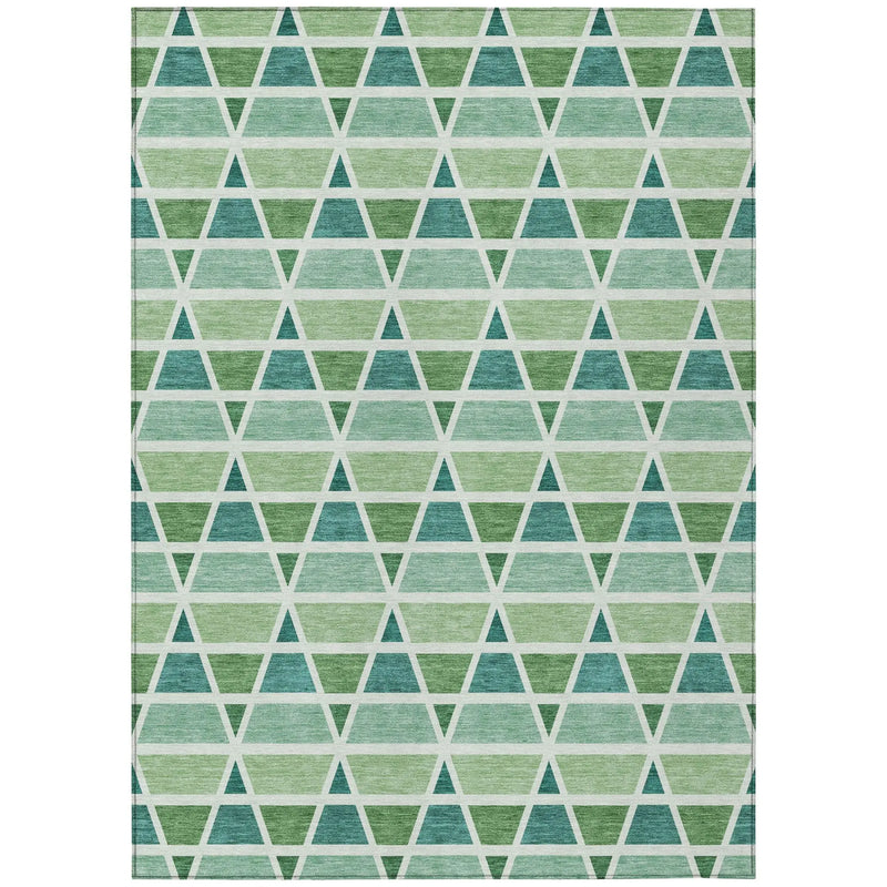 8' X 10' Teal Blue And Green Geometric Washable Indoor Outdoor Area Rug Homeroots Outdoor