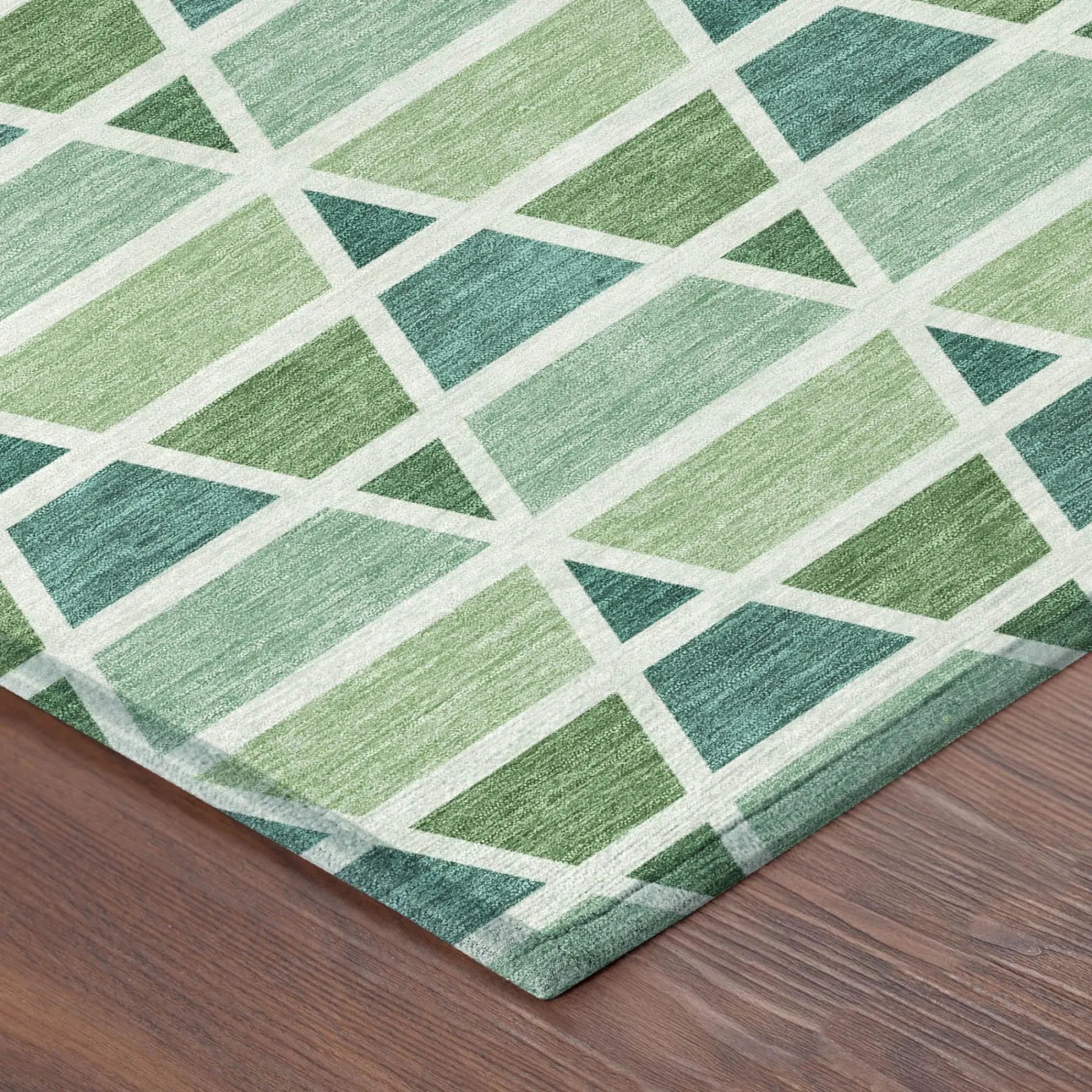 8' X 10' Teal Blue And Green Geometric Washable Indoor Outdoor Area Rug Homeroots Outdoor