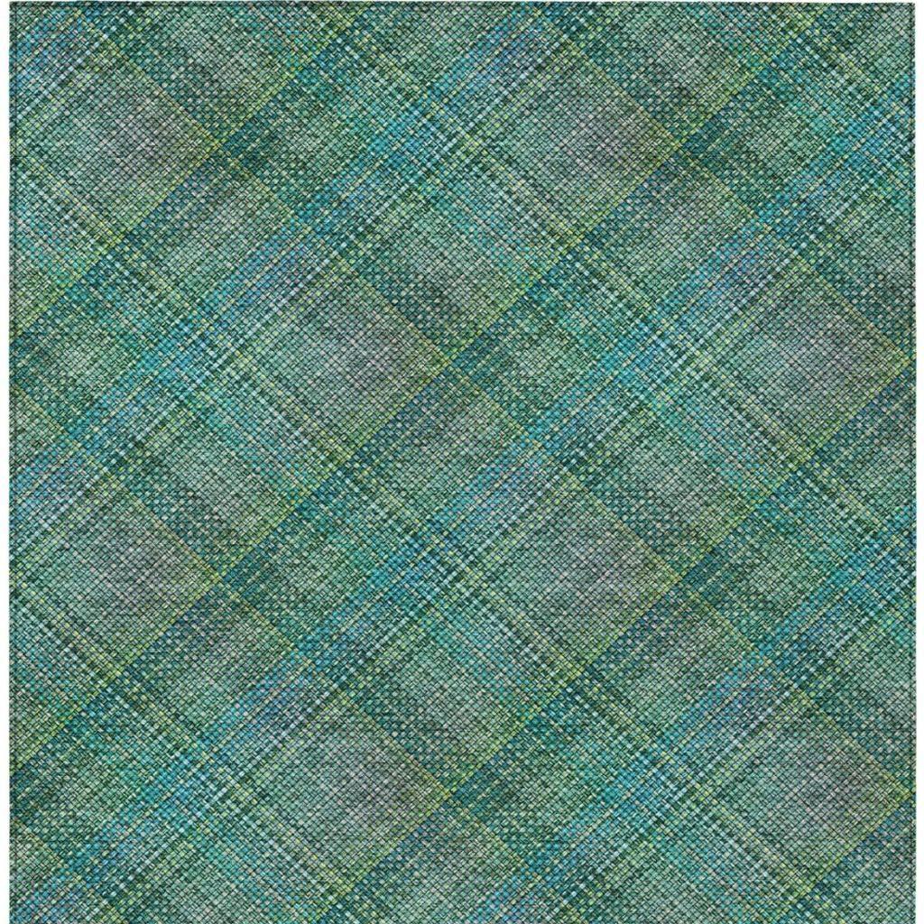 8' X 10' Teal Blue And Green Plaid Washable Indoor Outdoor Area Rug Homeroots Outdoor