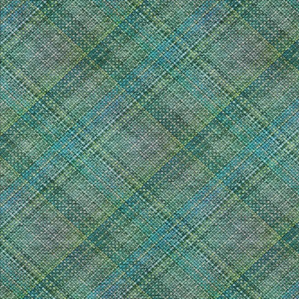 8' X 10' Teal Blue And Green Plaid Washable Indoor Outdoor Area Rug Homeroots Outdoor