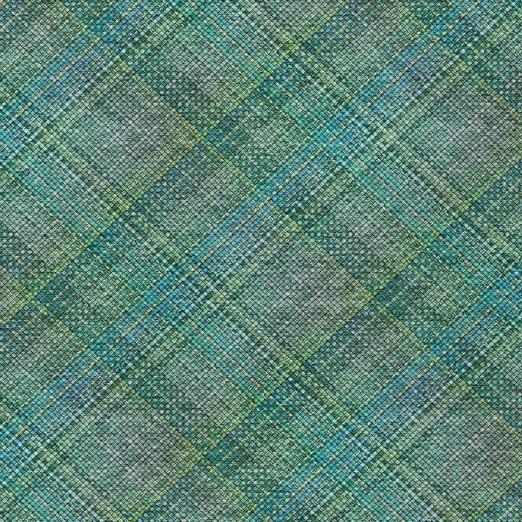 8' X 10' Teal Blue And Green Plaid Washable Indoor Outdoor Area Rug Homeroots Outdoor