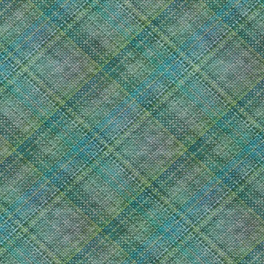 8' X 10' Teal Blue And Green Plaid Washable Indoor Outdoor Area Rug Homeroots Outdoor
