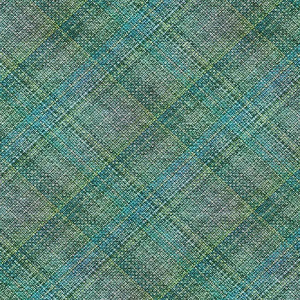 8' X 10' Teal Blue And Green Plaid Washable Indoor Outdoor Area Rug Homeroots Outdoor