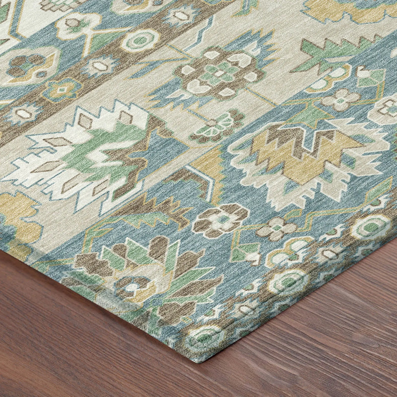 8' X 10' Teal Blue And Ivory Cactus Washable Indoor Outdoor Area Rug Homeroots Outdoor