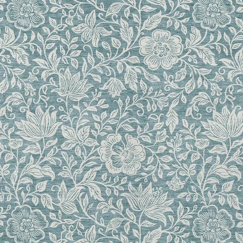 8' X 10' Teal Blue And Ivory Floral Washable Indoor Outdoor Area Rug Homeroots Outdoor