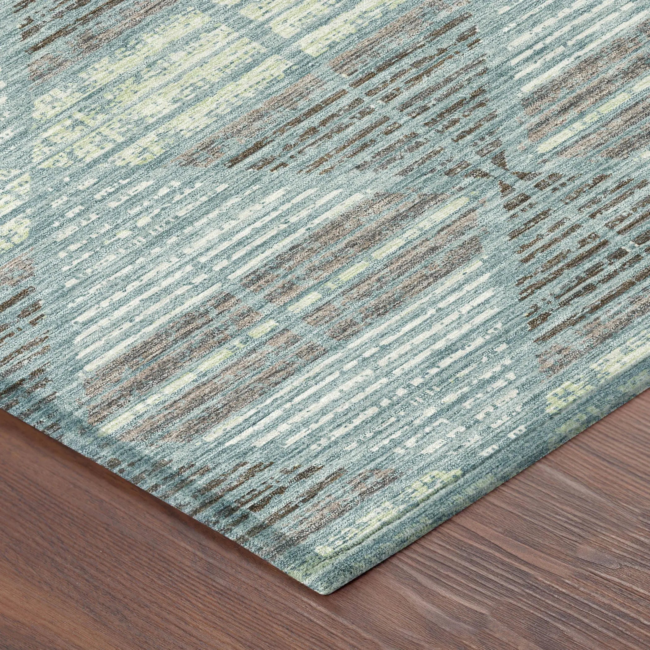 8' X 10' Teal Blue And Ivory Geometric Washable Indoor Outdoor Area Rug Homeroots Outdoor