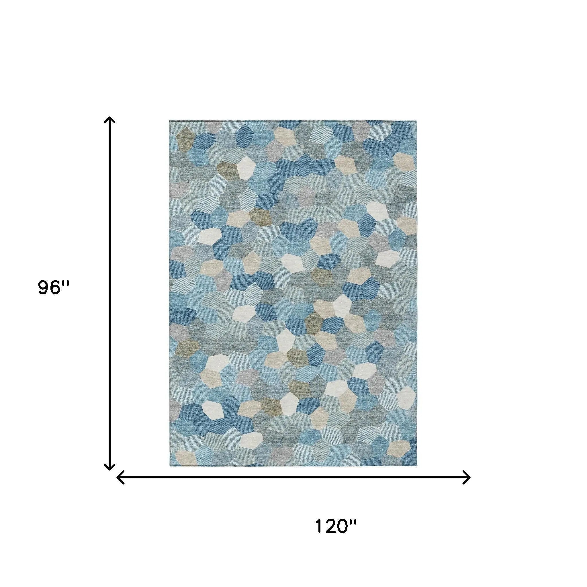 8' X 10' Teal Blue And Ivory Geometric Washable Indoor Outdoor Area Rug Homeroots Outdoor