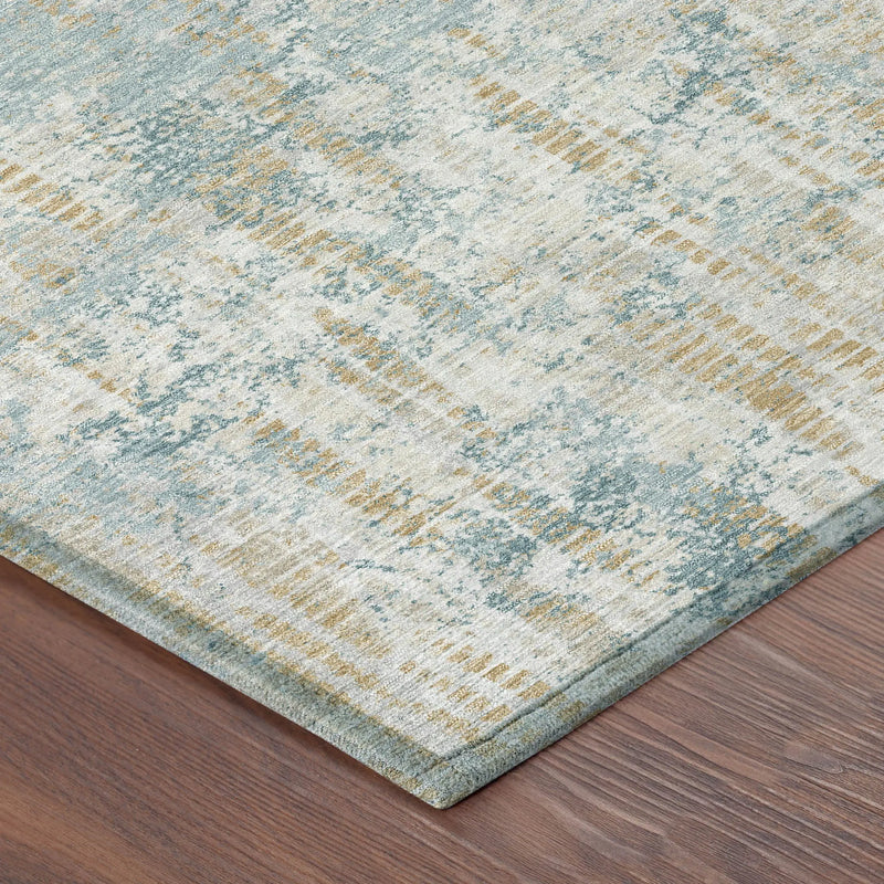 8' X 10' Teal Blue And Linen Abstract Washable Indoor Outdoor Area Rug Homeroots Outdoor
