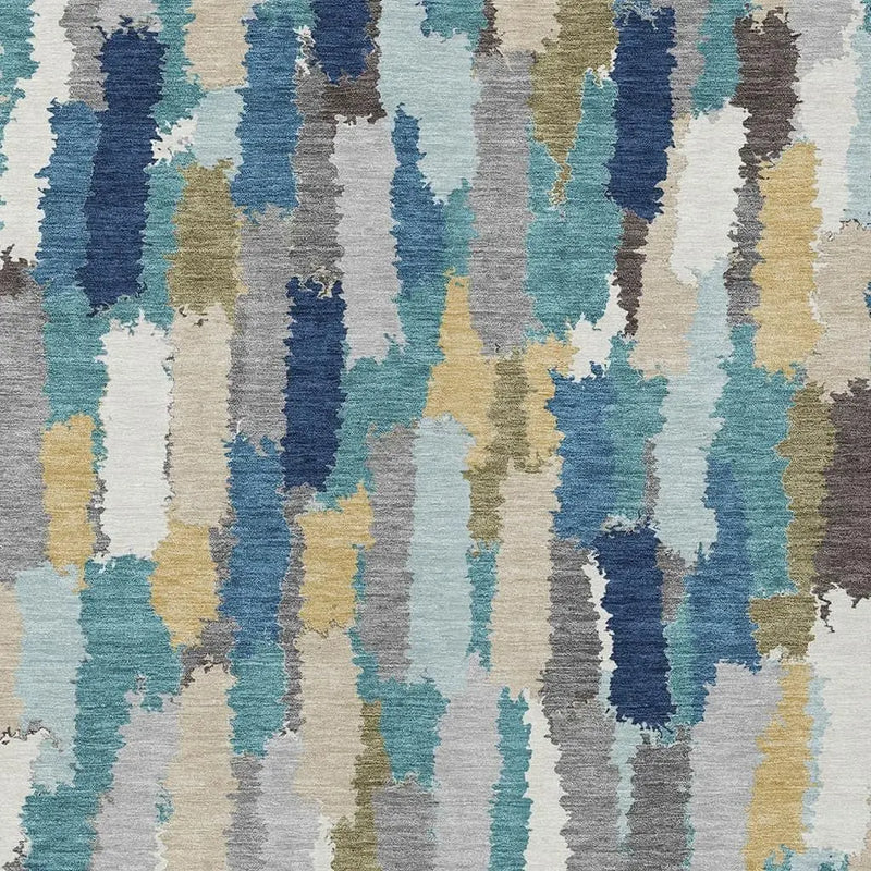 8' X 10' Teal Blue And Navy Blue Striped Washable Indoor Outdoor Area Rug Homeroots Outdoor