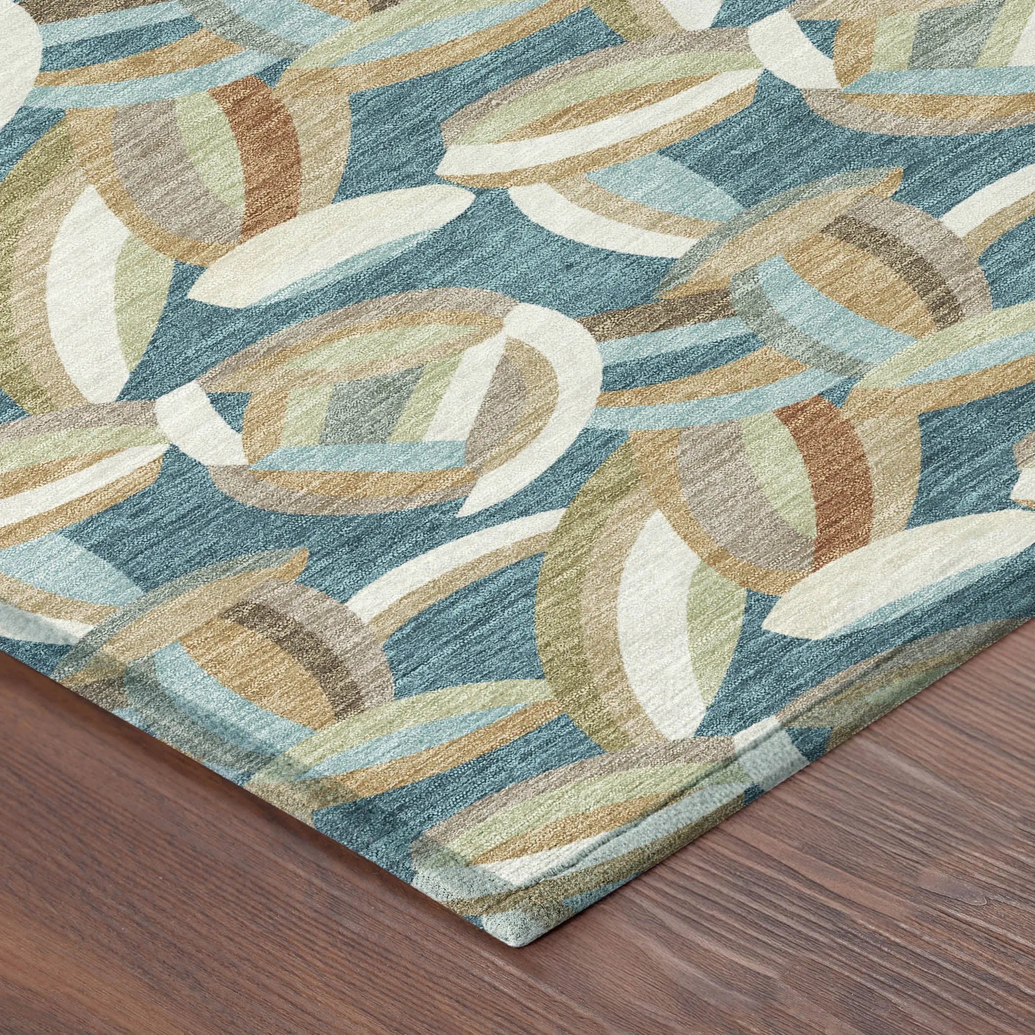 8' X 10' Teal Blue And Orange Abstract Washable Indoor Outdoor Area Rug Homeroots Outdoor
