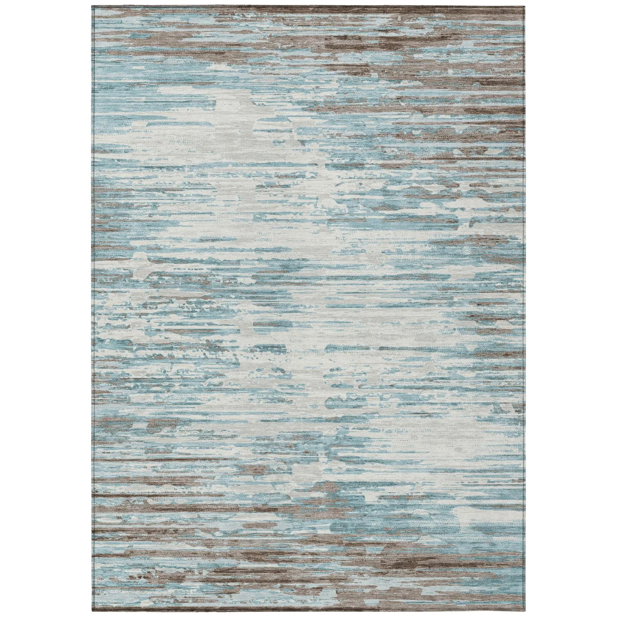 8' X 10' Teal Blue And Pewter Abstract Washable Indoor Outdoor Area Rug Homeroots Outdoor
