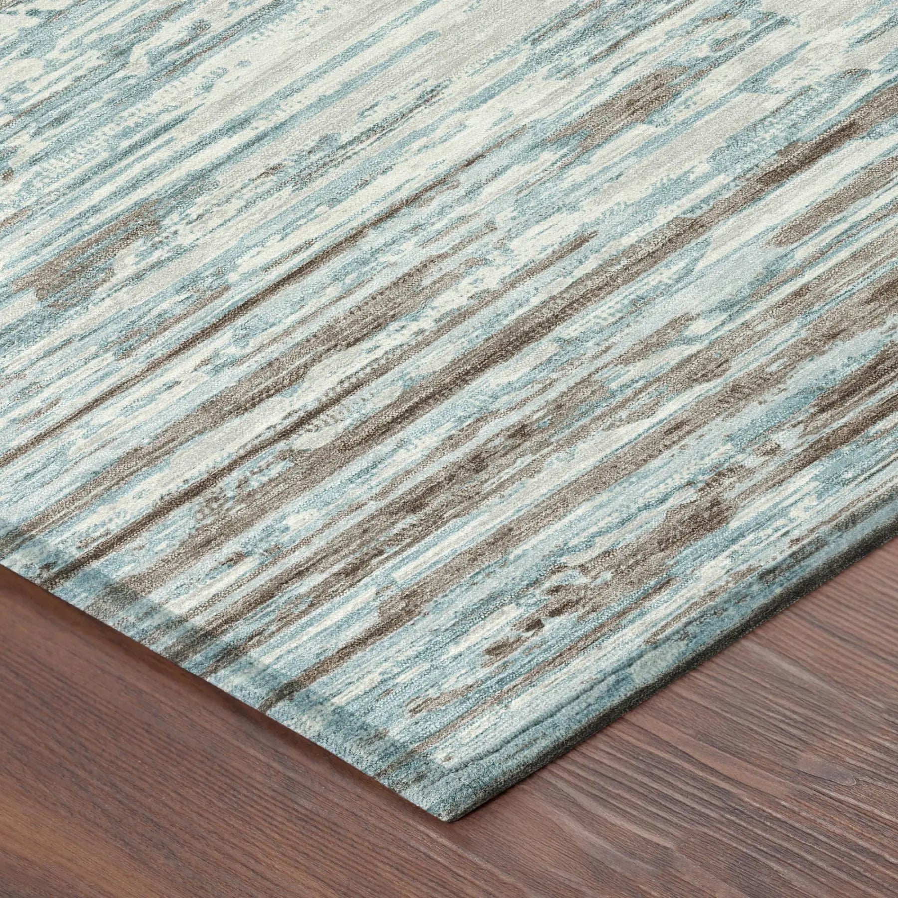 8' X 10' Teal Blue And Pewter Abstract Washable Indoor Outdoor Area Rug Homeroots Outdoor