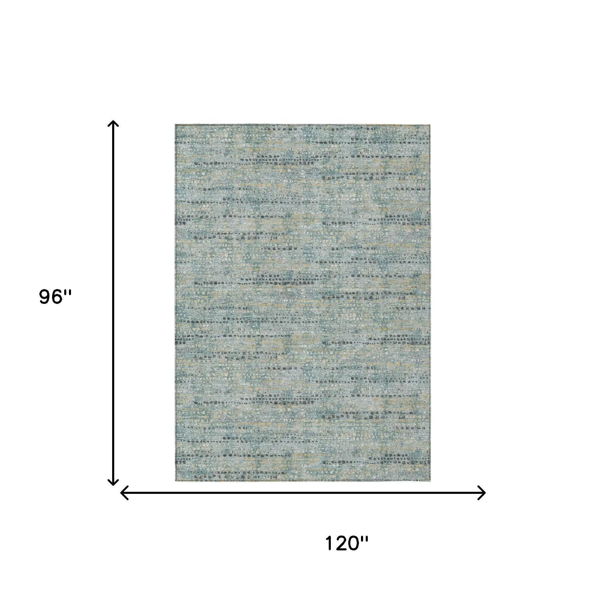 8' X 10' Teal Blue And Pewter Abstract Washable Indoor Outdoor Area Rug Homeroots Outdoor