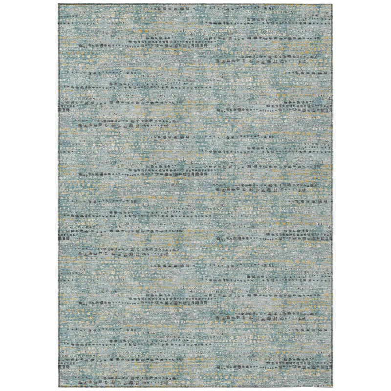 8' X 10' Teal Blue And Pewter Abstract Washable Indoor Outdoor Area Rug Homeroots Outdoor