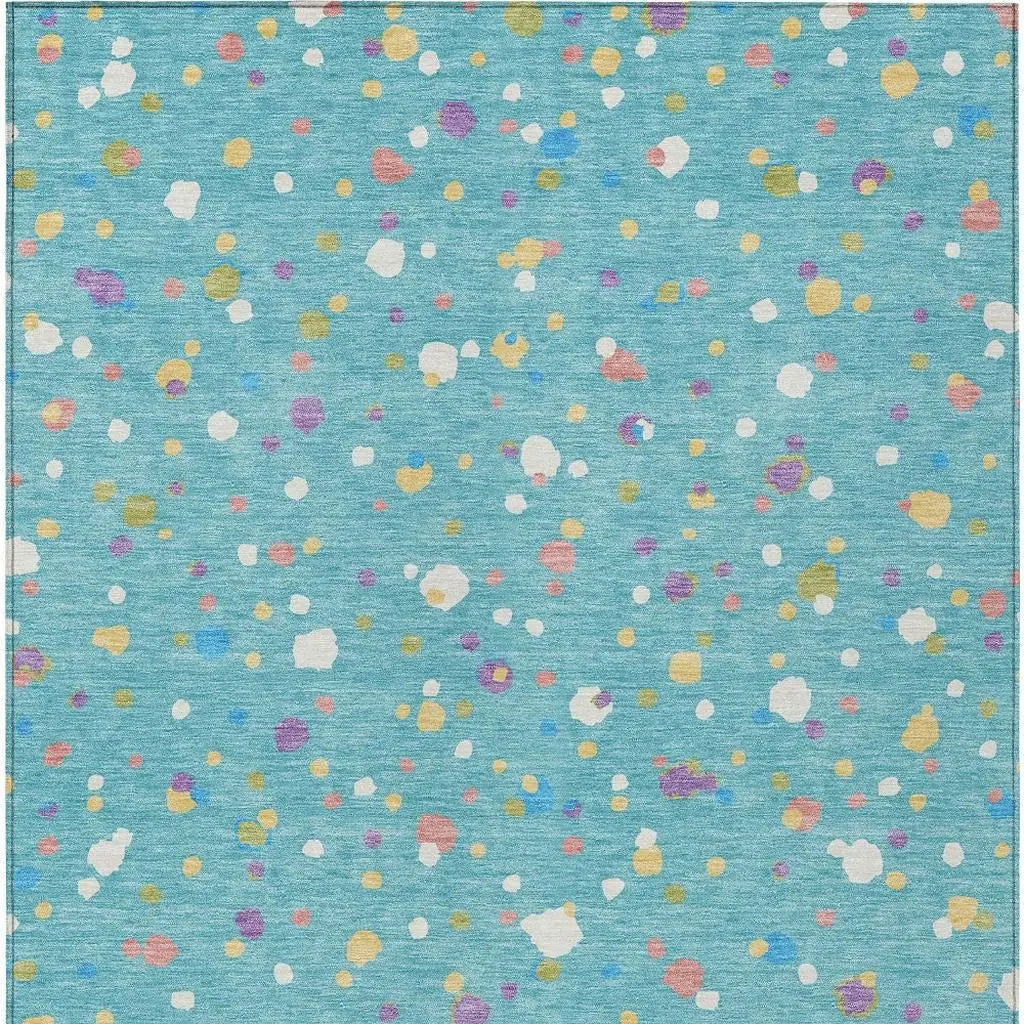 8' X 10' Teal Blue And Pink Geometric Washable Indoor Outdoor Area Rug Homeroots Outdoor