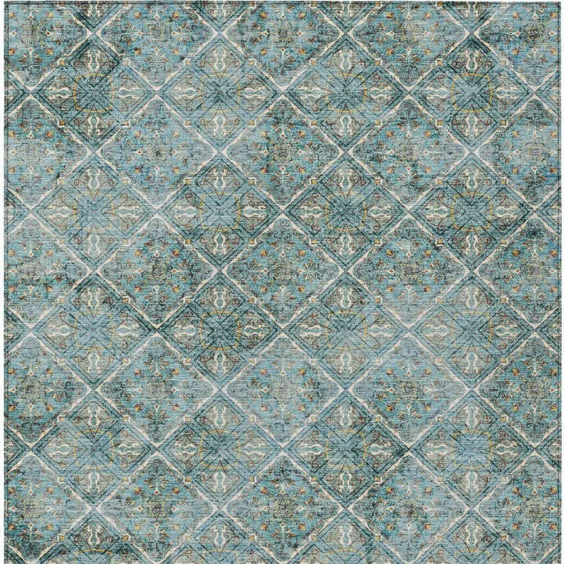 8' X 10' Teal Blue And Purple Geometric Washable Indoor Outdoor Area Rug Homeroots Outdoor