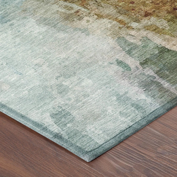 8' X 10' Teal Blue And Silver Abstract Washable Indoor Outdoor Area Rug Homeroots Outdoor