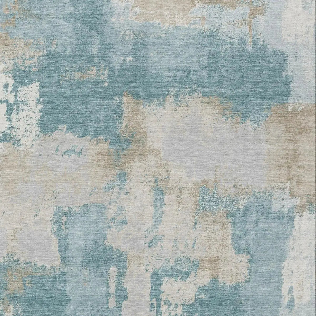 8' X 10' Teal Blue And Silver Abstract Washable Indoor Outdoor Area Rug Homeroots Outdoor
