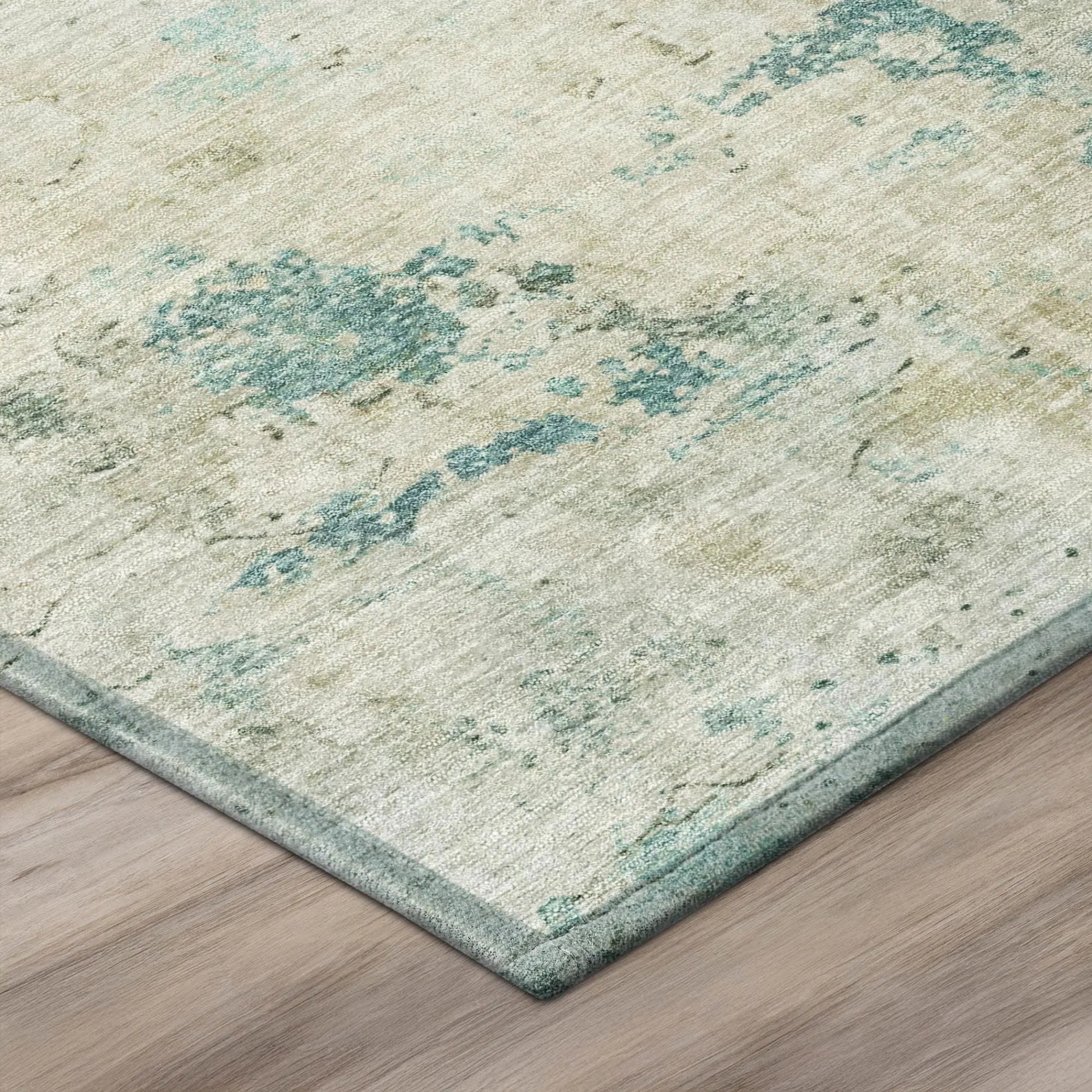 8' X 10' Teal Blue And Silver Abstract Washable Indoor Outdoor Area Rug Homeroots Outdoor