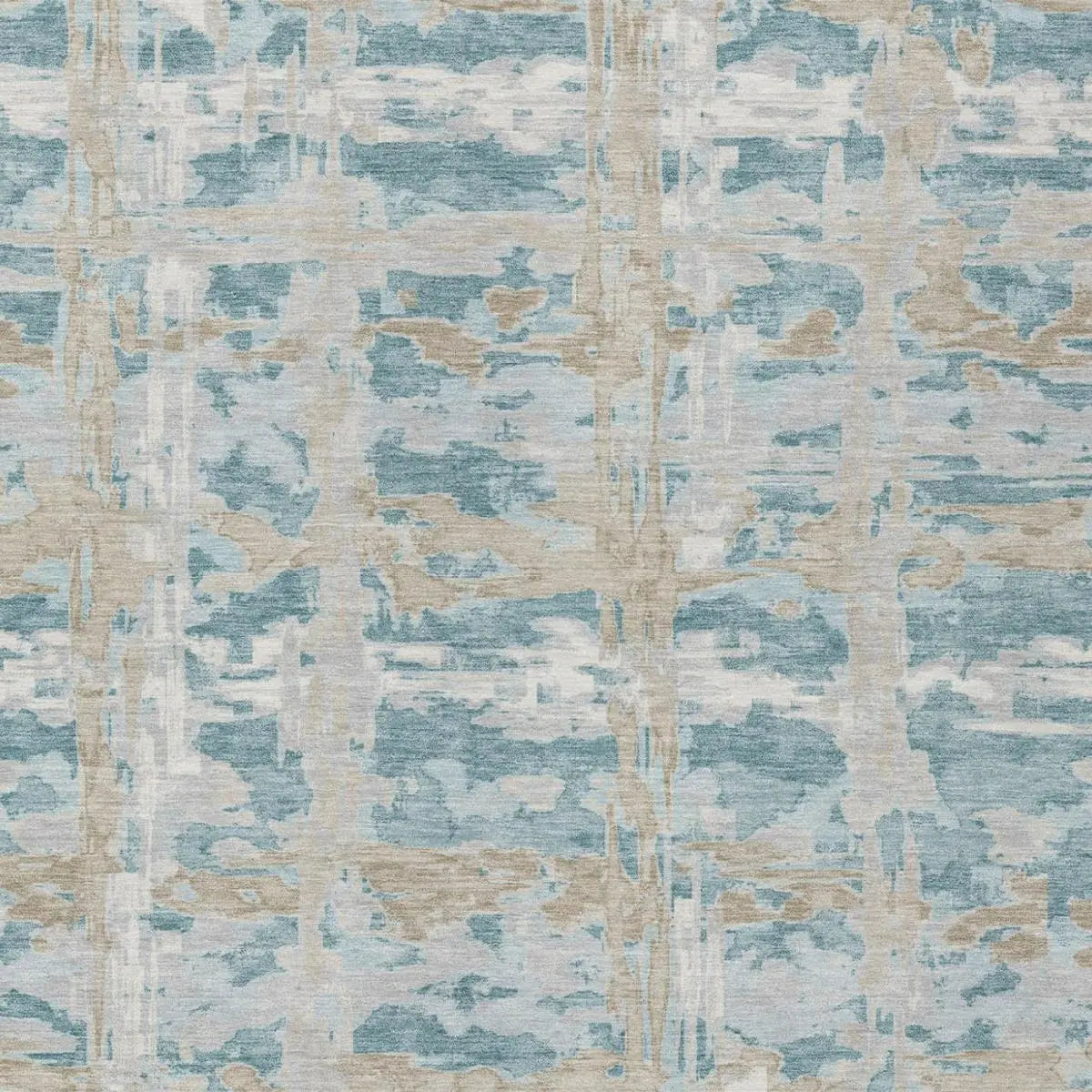 8' X 10' Teal Blue And Silver Abstract Washable Indoor Outdoor Area Rug Homeroots Outdoor