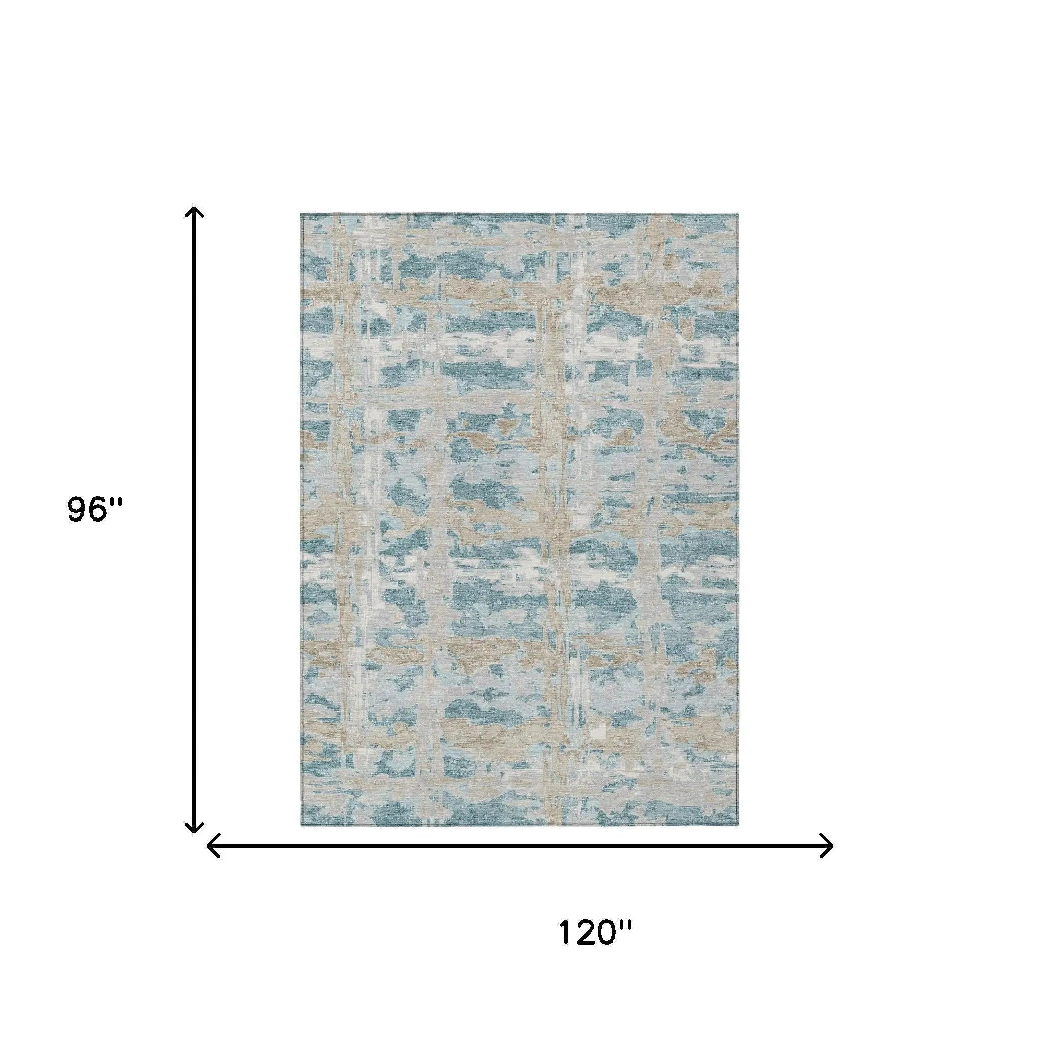 8' X 10' Teal Blue And Silver Abstract Washable Indoor Outdoor Area Rug Homeroots Outdoor