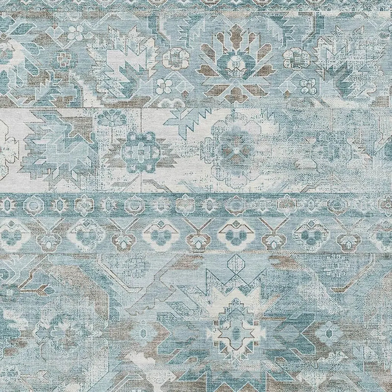 8' X 10' Teal Blue And Silver Cactus Washable Indoor Outdoor Area Rug Homeroots Outdoor