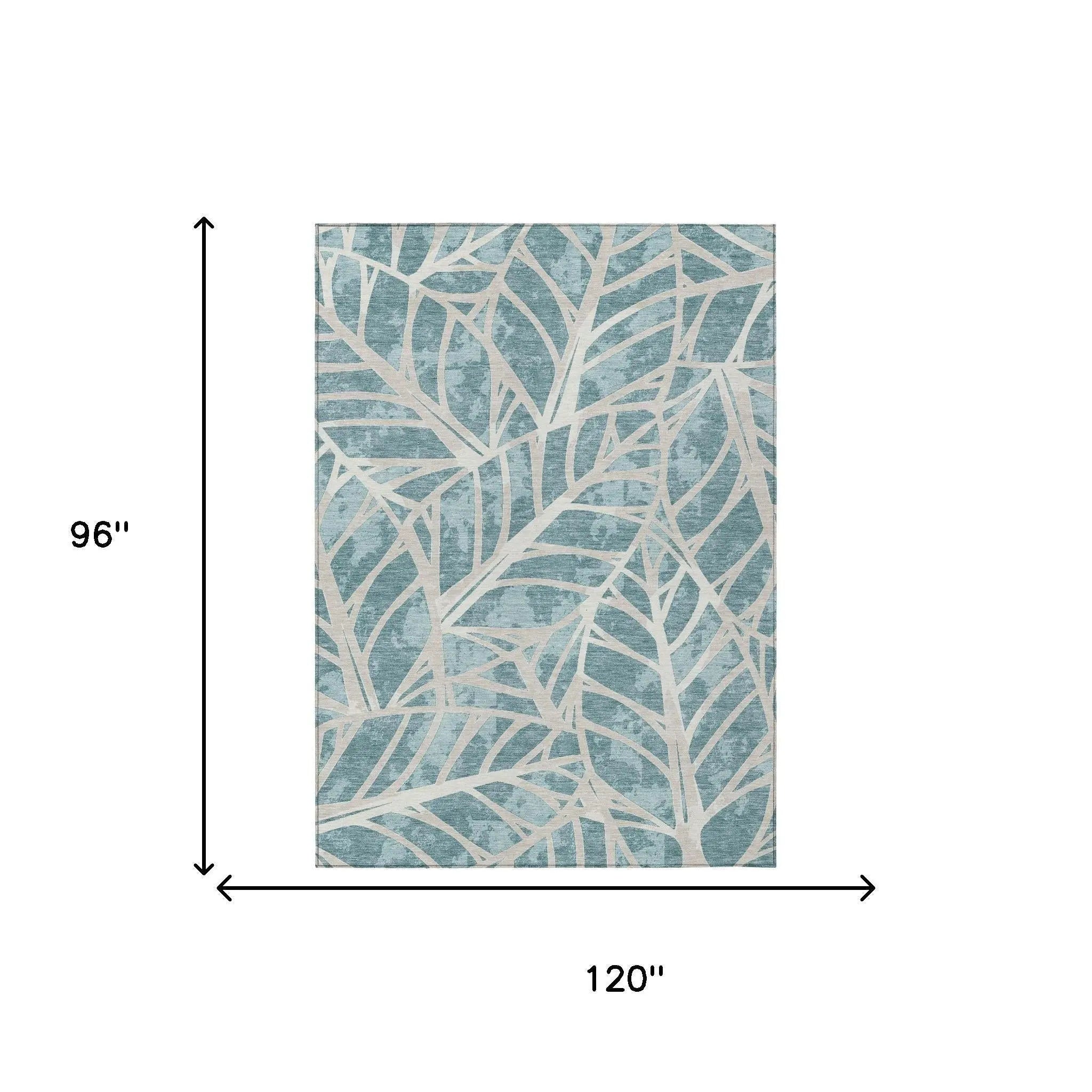 8' X 10' Teal Blue And Silver Floral Washable Indoor Outdoor Area Rug Homeroots Outdoor