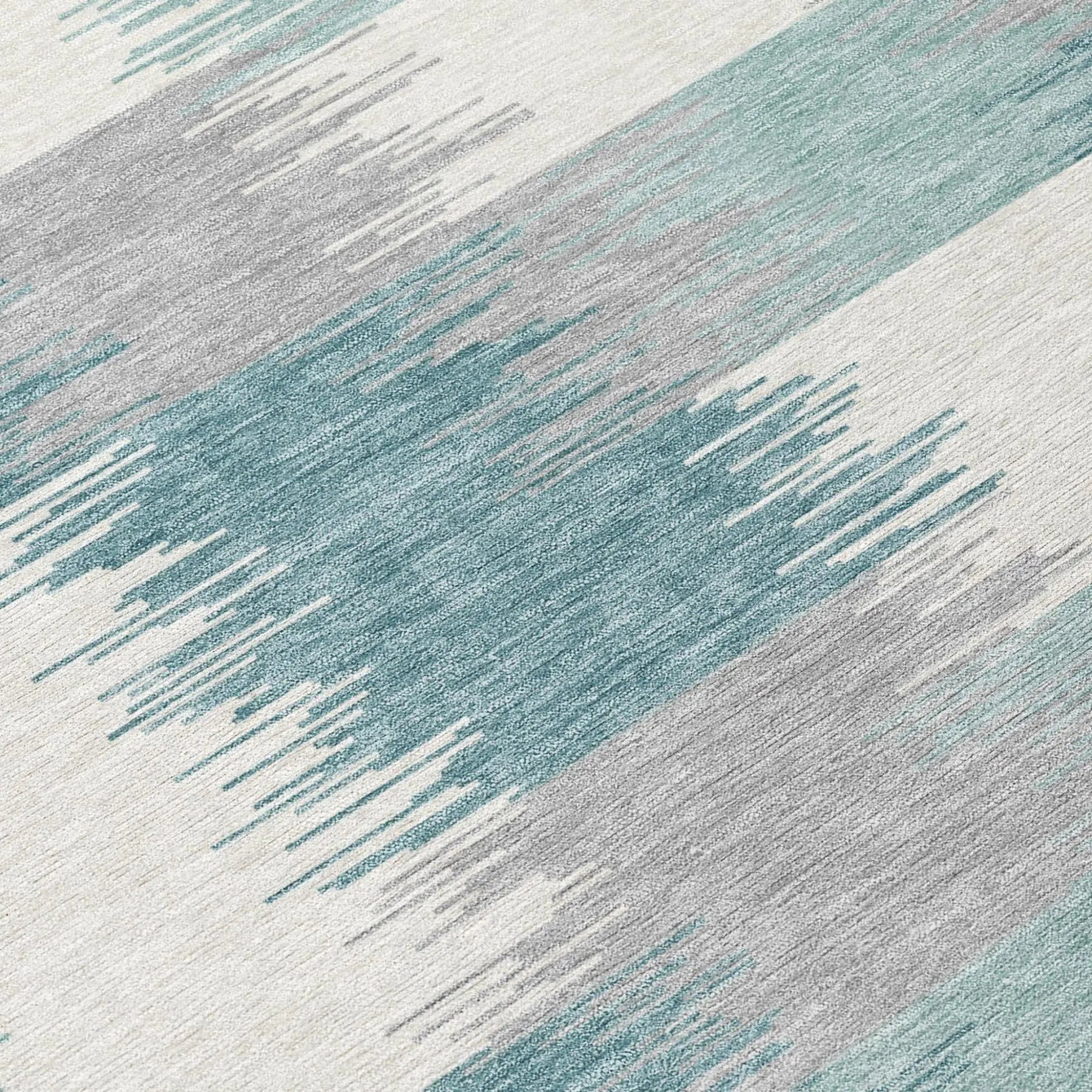 8' X 10' Teal Blue And Silver Geometric Washable Indoor Outdoor Area Rug Homeroots Outdoor