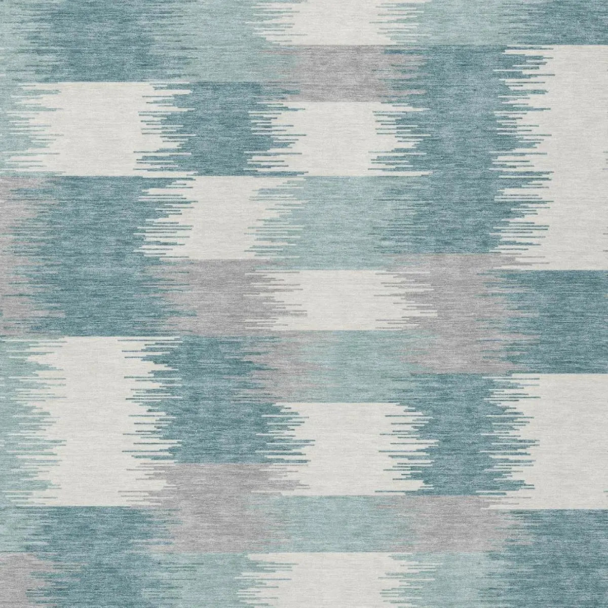 8' X 10' Teal Blue And Silver Geometric Washable Indoor Outdoor Area Rug Homeroots Outdoor
