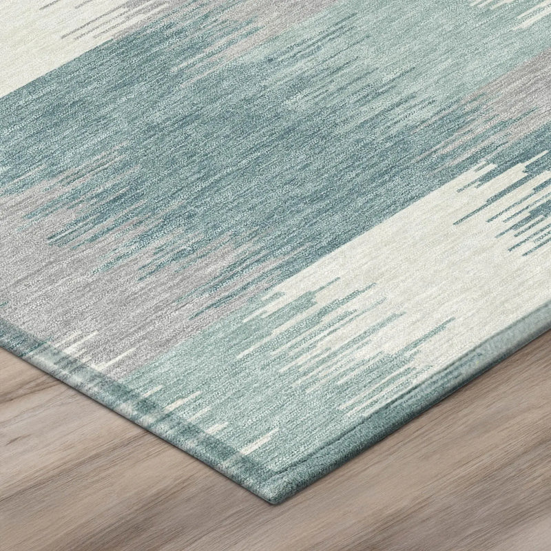 8' X 10' Teal Blue And Silver Geometric Washable Indoor Outdoor Area Rug Homeroots Outdoor