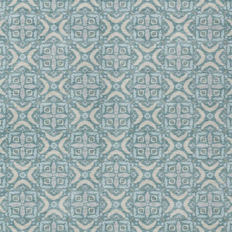 8' X 10' Teal Blue And Silver Geometric Washable Indoor Outdoor Area Rug Homeroots Outdoor