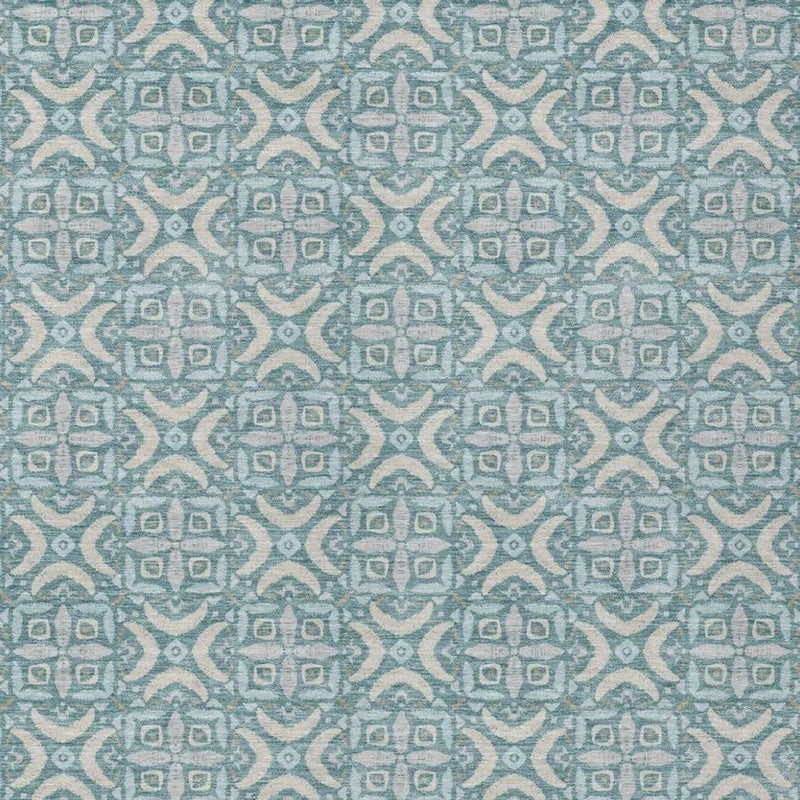 8' X 10' Teal Blue And Silver Geometric Washable Indoor Outdoor Area Rug Homeroots Outdoor