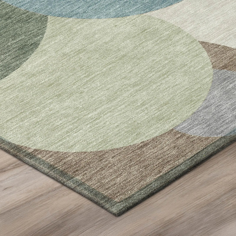 8' X 10' Teal Blue And Silver Geometric Washable Indoor Outdoor Area Rug Homeroots Outdoor