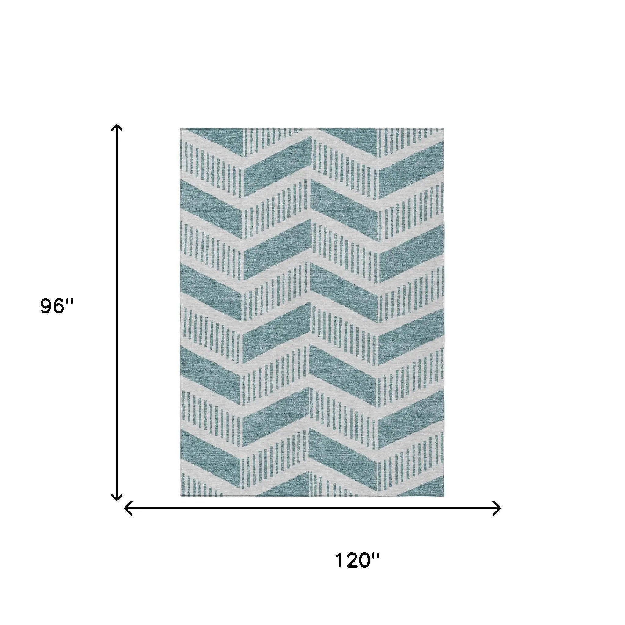 8' X 10' Teal Blue And Silver Geometric Washable Indoor Outdoor Area Rug Homeroots Outdoor