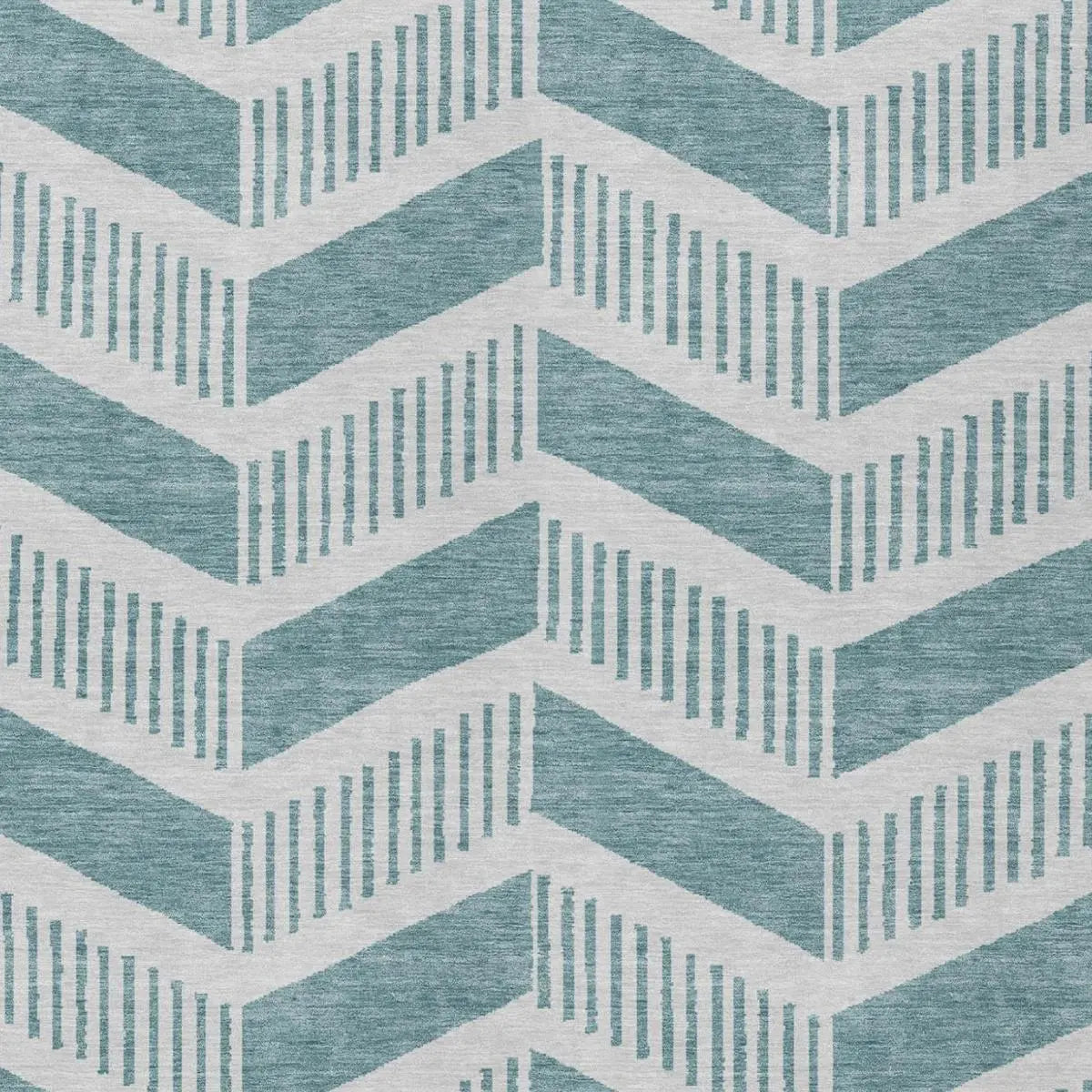 8' X 10' Teal Blue And Silver Geometric Washable Indoor Outdoor Area Rug Homeroots Outdoor