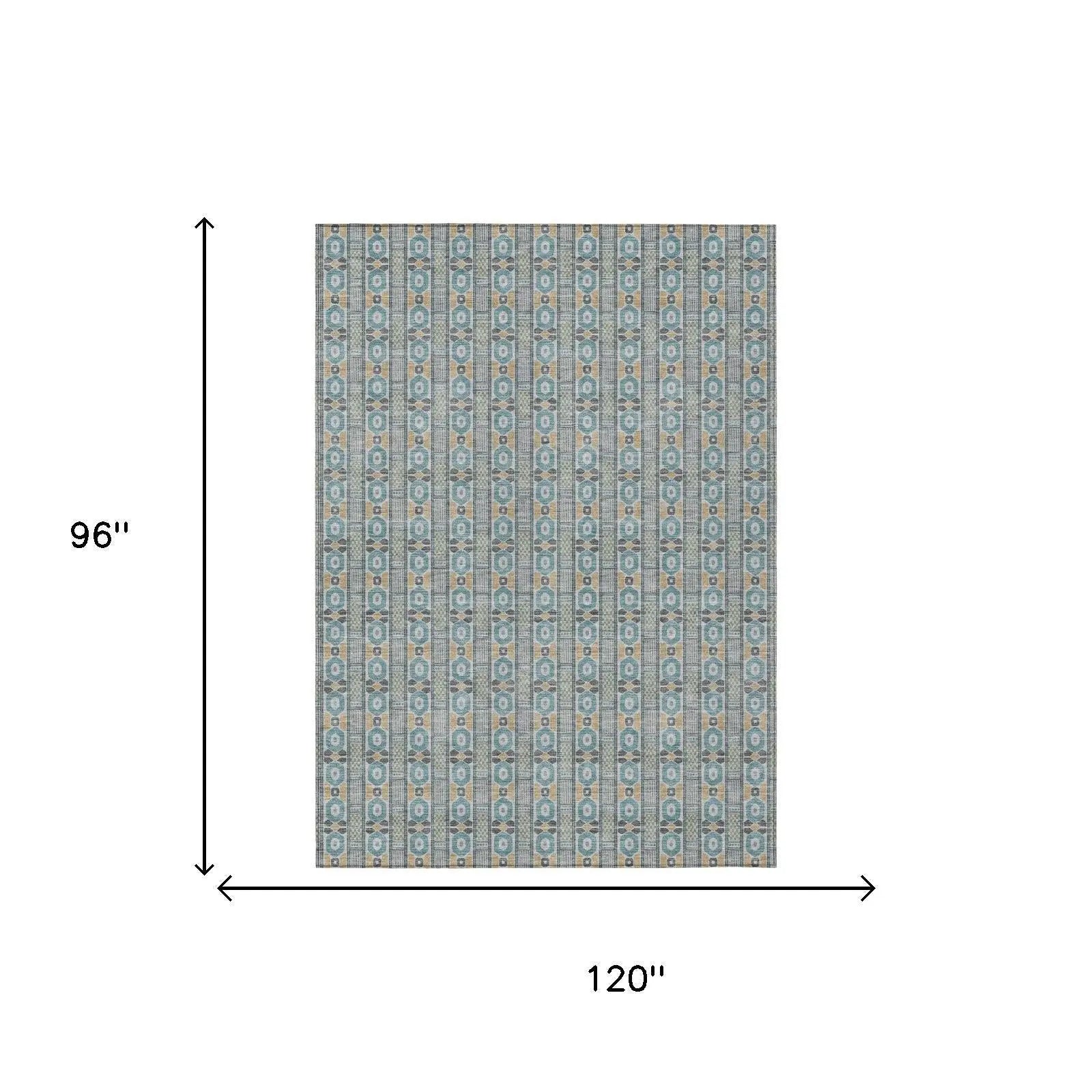 8' X 10' Teal Blue And Silver Striped Washable Indoor Outdoor Area Rug Homeroots Outdoor