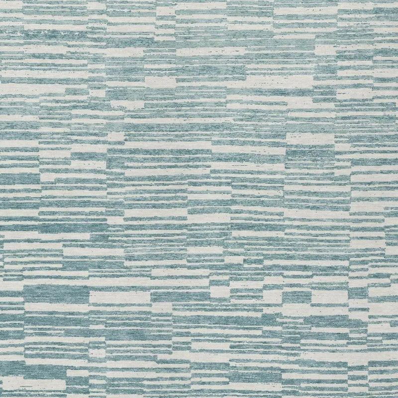 8' X 10' Teal Blue And Silver Striped Washable Indoor Outdoor Area Rug Homeroots Outdoor