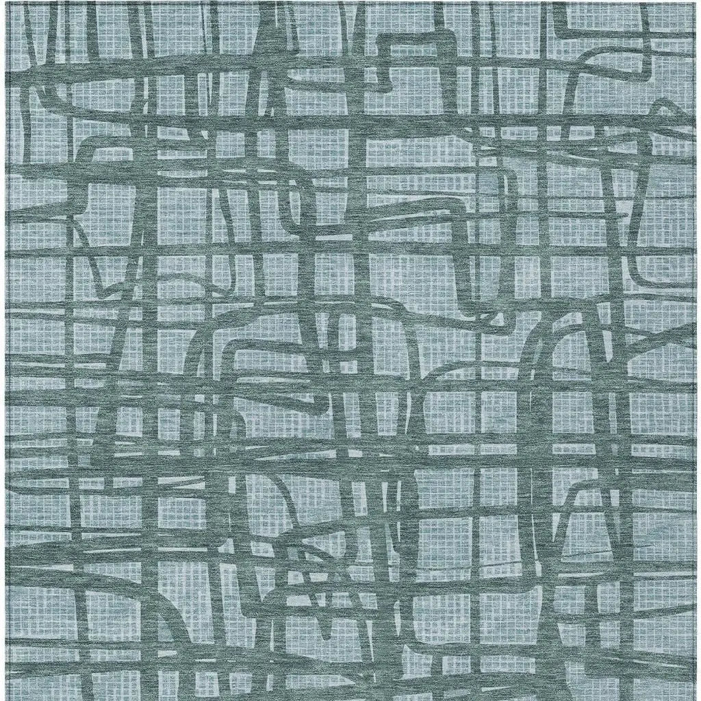 8' X 10' Teal Blue And Sky Blue Abstract Washable Indoor Outdoor Area Rug Homeroots Outdoor