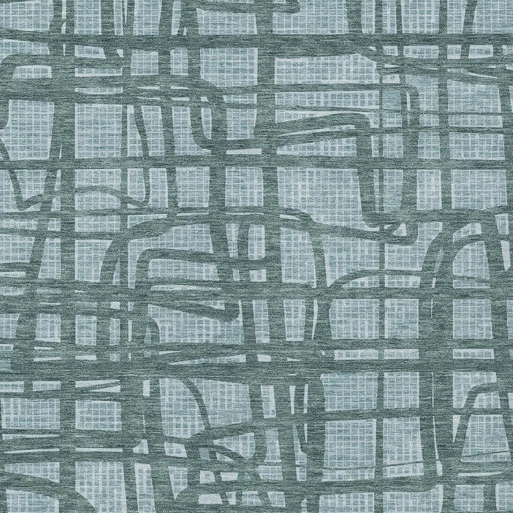 8' X 10' Teal Blue And Sky Blue Abstract Washable Indoor Outdoor Area Rug Homeroots Outdoor