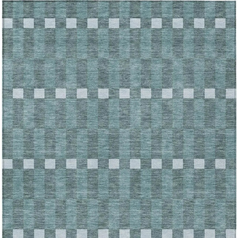 8' X 10' Teal Blue And Sky Blue Geometric Washable Indoor Outdoor Area Rug Homeroots Outdoor