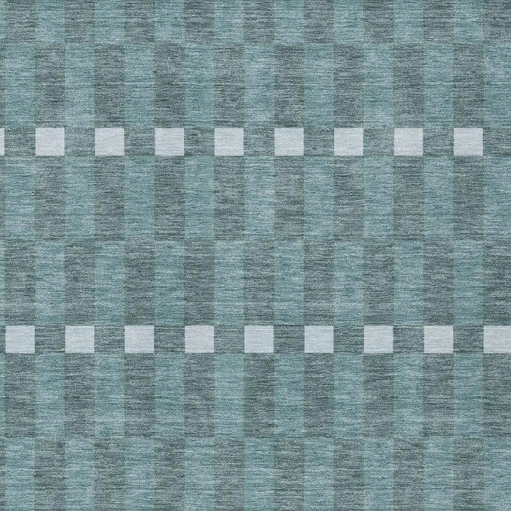 8' X 10' Teal Blue And Sky Blue Geometric Washable Indoor Outdoor Area Rug Homeroots Outdoor