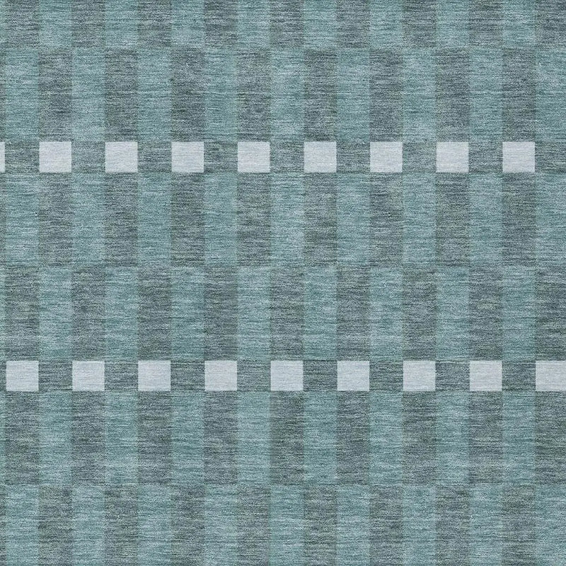 8' X 10' Teal Blue And Sky Blue Geometric Washable Indoor Outdoor Area Rug Homeroots Outdoor