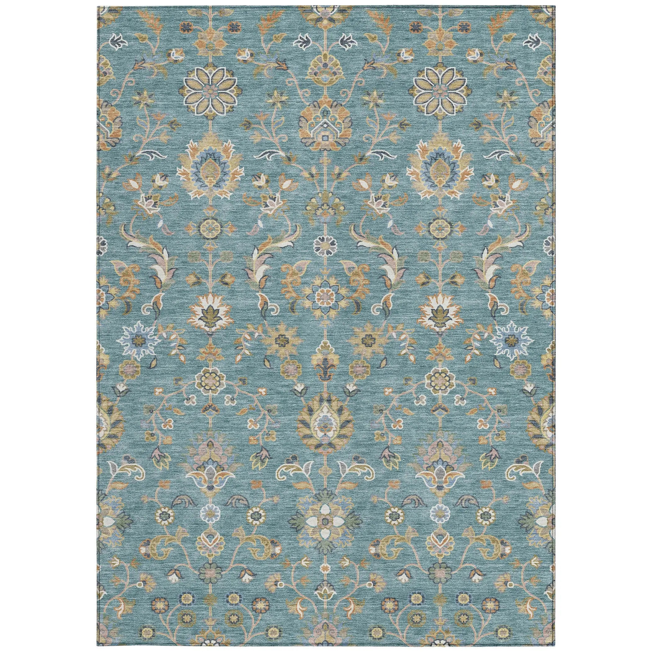 8' X 10' Teal Blue And Taupe Abstract Washable Indoor Outdoor Area Rug Homeroots Outdoor