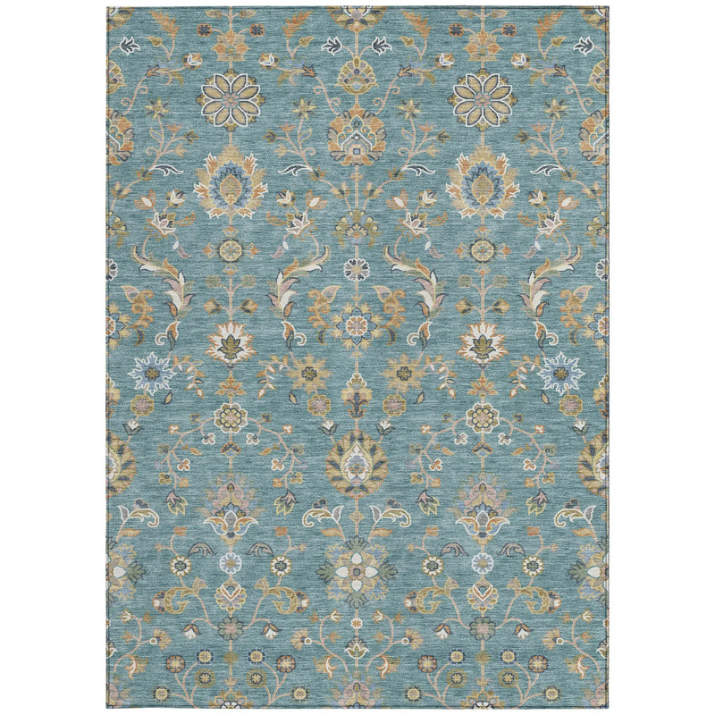 8' X 10' Teal Blue And Taupe Abstract Washable Indoor Outdoor Area Rug Homeroots Outdoor